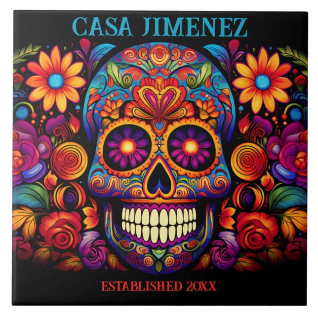 Carreau Jour du crâne de sucre de la tuile-cadeau Mariage  (Devant)