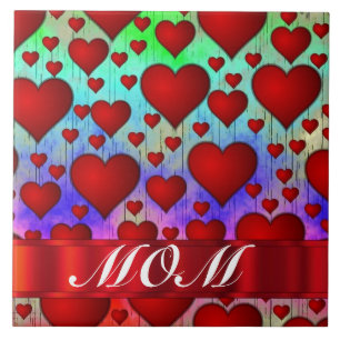 Carreau Journée des mères motifs de coeur rouge