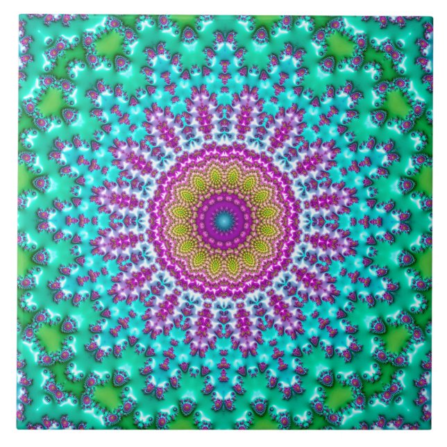 Carreau Joyau super Coloré Tone Boho Fractal Mandala (Devant)