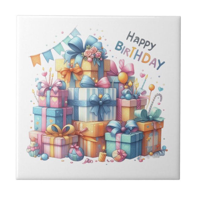 Carreau Joyeuse Céramique d'anniversaire pour tous les âge (Devant)