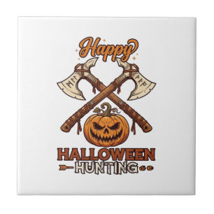 Carreau Joyeuse chasse d'Halloween Haches croisées Citroui