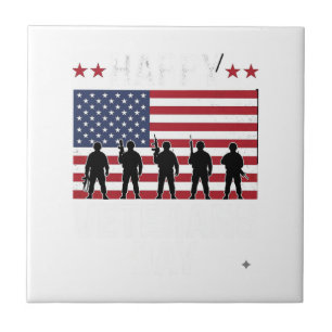 Carreau Joyeuse fête des vétérans Drapeau Silhouette Vecto
