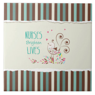 Carreau Joyeuse journée des infirmières, mignon oiseau sur