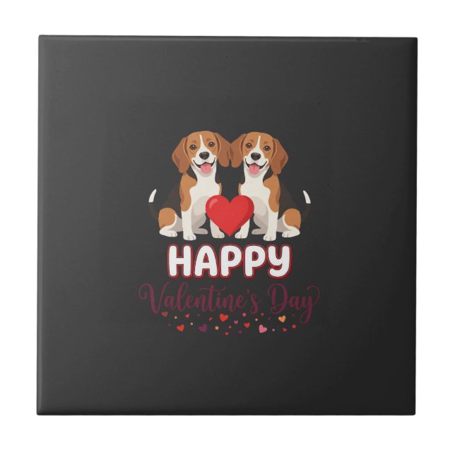 Carreau Joyeuse Saint-Valentin Couple Beagle (Devant)