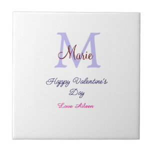 Carreau Joyeuse Saint-Valentin pastel violet monogramme ro