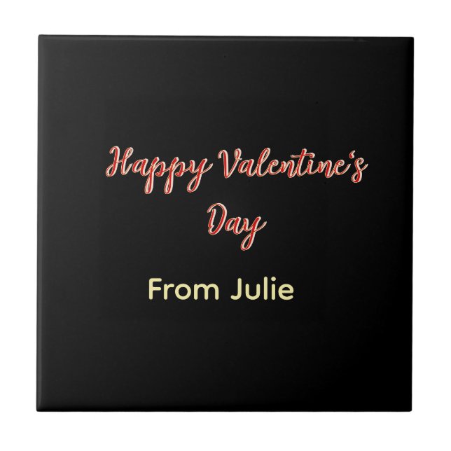 Carreau Joyeuse Saint-Valentin rouge noir de nom stylé  (Devant)