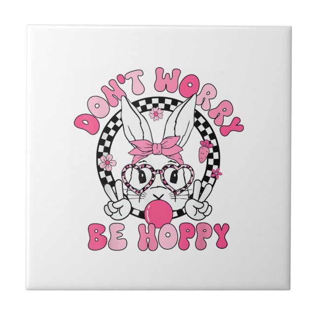Carreau Joyeuses Pâques Lapin Groovy Visage Ne vous inquié (Devant)