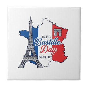 Carreau Joyeux 14 juillet France Carte Tour Eiffel Vector_