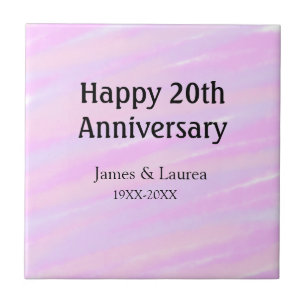Carreau Joyeux 20e anniversaire rose violet pastel nom bol
