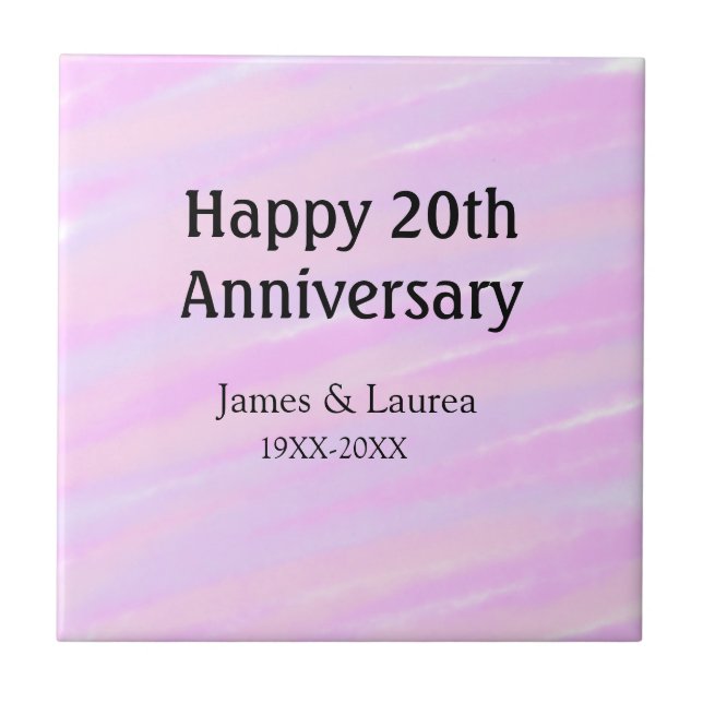 Carreau Joyeux 20e anniversaire rose violet pastel nom bol (Devant)