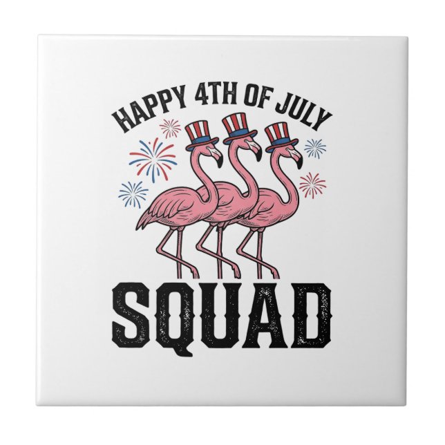 Carreau Joyeux 4 juillet Flamingo Squad Vector Design_1 (Devant)