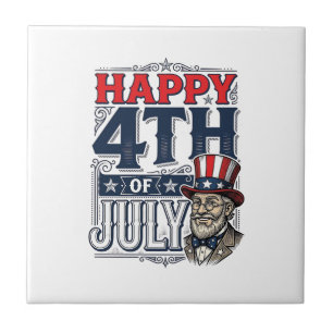 Carreau Joyeux 4 juillet Vintage Design de T-shirt patriot