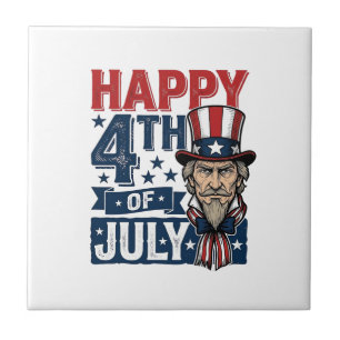 Carreau Joyeux 4 juillet vintage oncle patriotique chemise