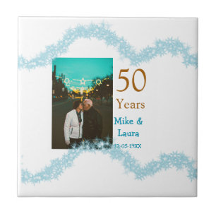 Carreau Joyeux 50e anniversaire ajoutez nom du couple date