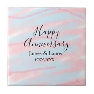 Carreau Joyeux anniversaire de mariage nom date année past