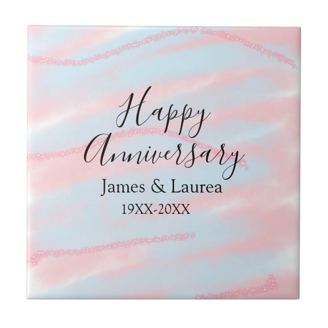 Carreau Joyeux anniversaire de mariage nom date année past (Devant)