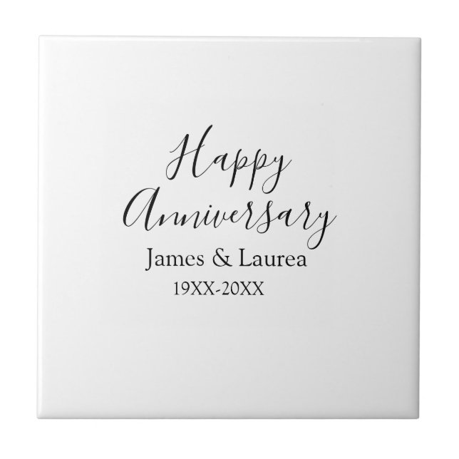 Carreau Joyeux anniversaire mariage nom date année simple  (Devant)