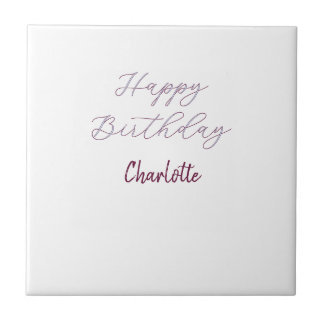 Carreau Joyeux Anniversaire maron bleu gris nom date paste