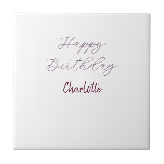 Carreau Joyeux Anniversaire maron bleu gris nom date paste (Devant)