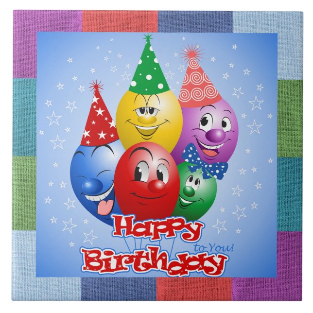 Carreau Joyeux Ballons d'anniversaire amusant (Devant)