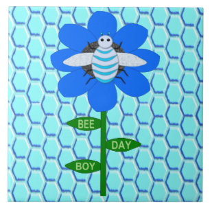 Carreau Joyeux Bee Day Boy Blue Birthday Bumblebee