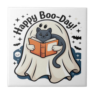 Carreau Joyeux Boo-Day Ghost Cat PNG - Surdimensionné Mign