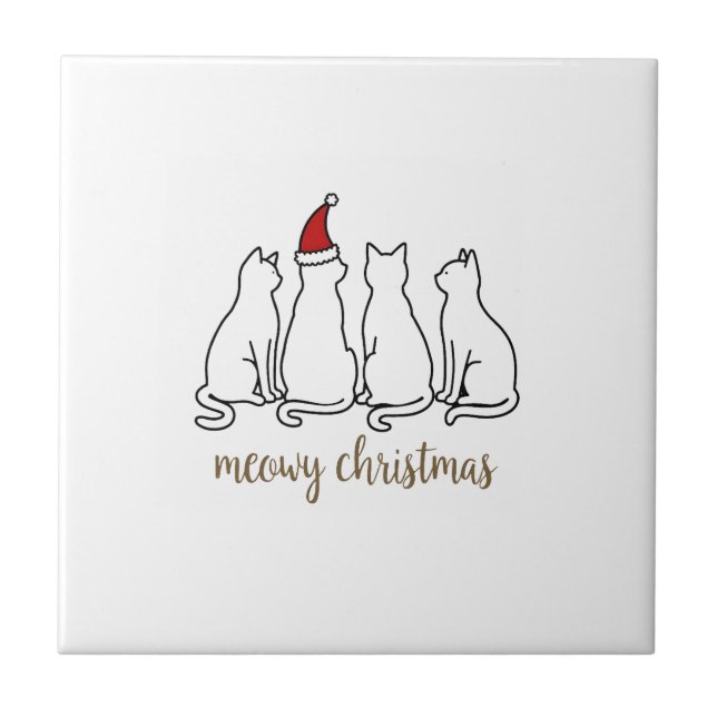 Carreau Joyeux Catmas Chat Noël Mignon Chatons Chats Père  (Devant)