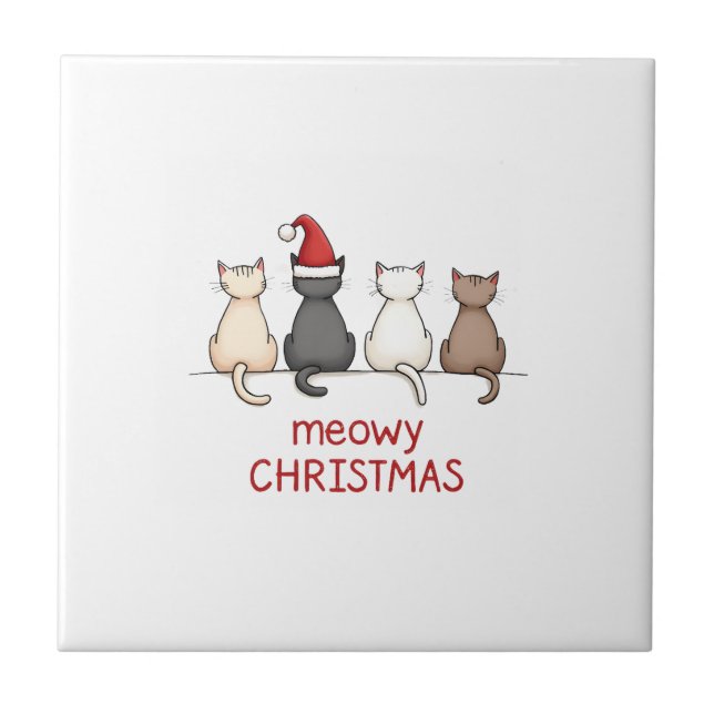Carreau Joyeux Catmas Chat Noël Mignon Chatons Chats Père  (Devant)