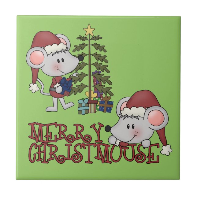 Carreau Joyeux Christmouse avec l'arbre (Devant)