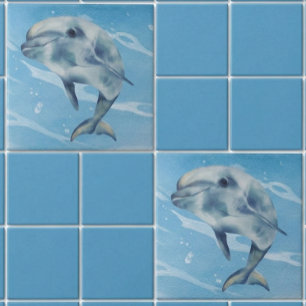 Carreau Joyeux Dolphin Watercolor Beach Océan