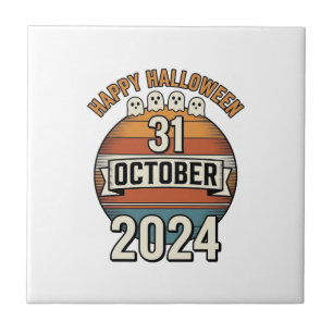Carreau Joyeux Halloween 31 octobre Vintage Ghost Design_1