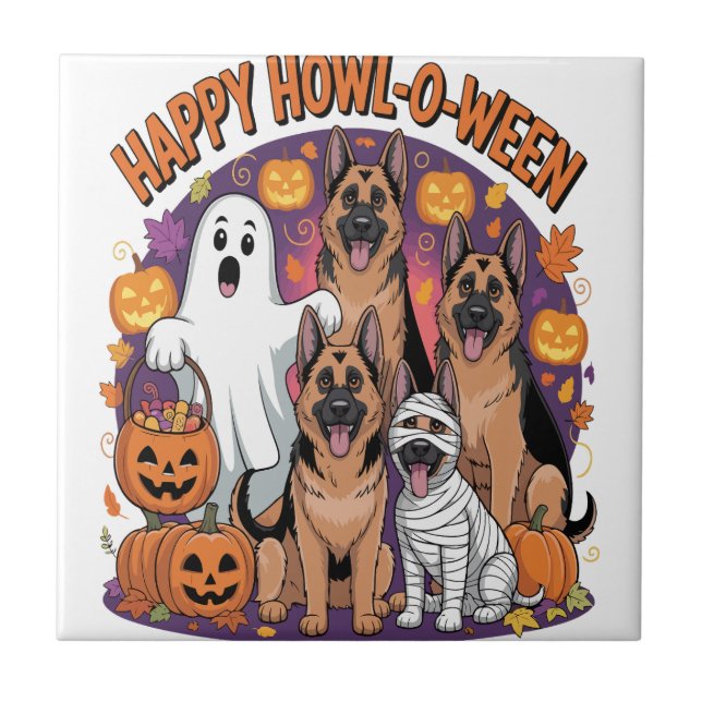 Carreau Joyeux Halloween Berger Allemand (Devant)