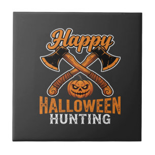 Carreau Joyeux Halloween Chasse Haches Croisées Citrouille
