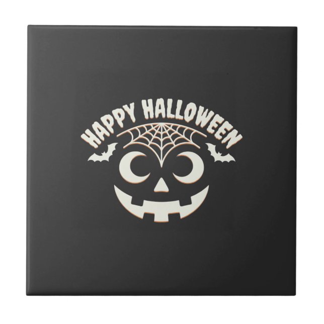 Carreau Joyeux Halloween Citrouille Visage Design_1 (Devant)