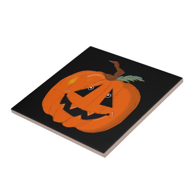 Carreau Joyeux Halloween Jack O Lantern Art Illustratif (Côté)
