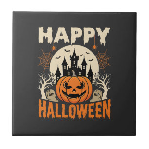 Carreau Joyeux Halloween Jack O Lantern Château Hanté