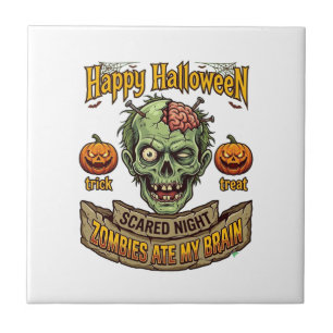 Carreau Joyeux Halloween Les zombies ont mangé la tête de