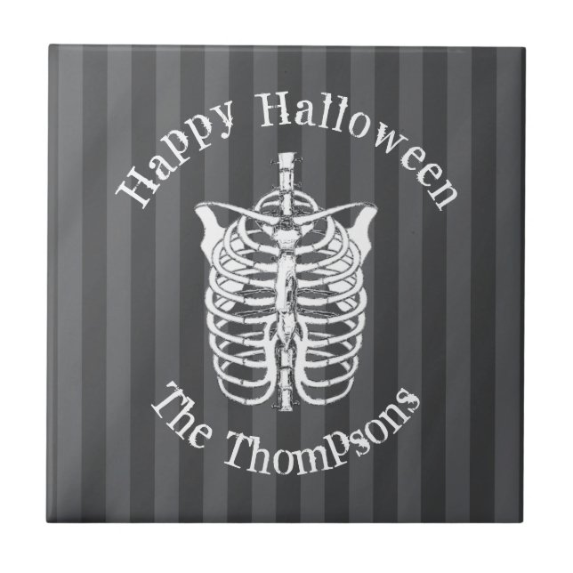 Carreau Joyeux Halloween squelette effrayant simple (Devant)