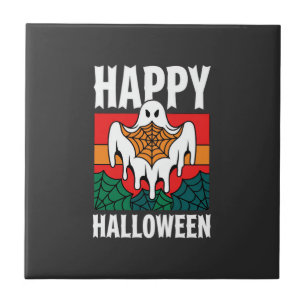 Carreau Joyeux Halloween Toile Araignée Fantôme Rétro