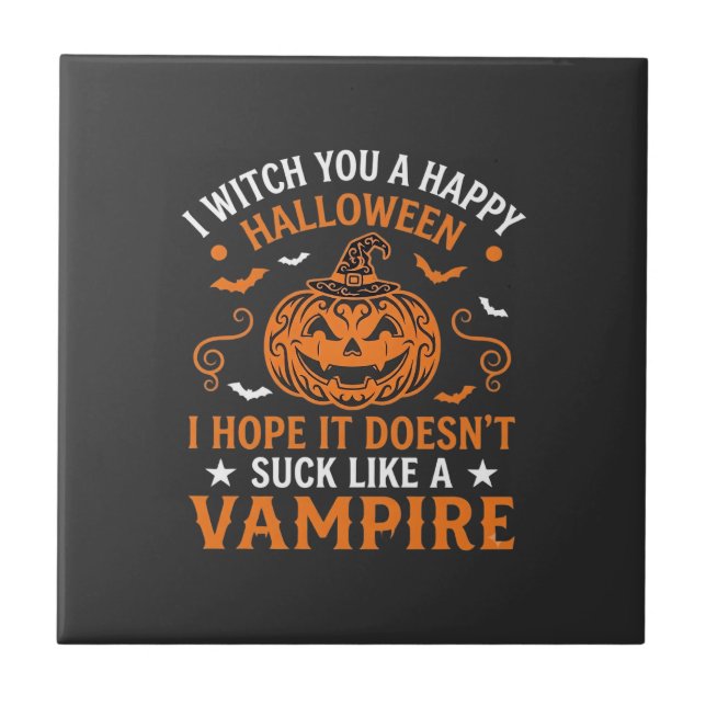 Carreau Joyeux Halloween Vampire Citrouille Sorcière Chape (Devant)