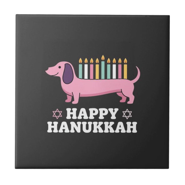 Carreau Joyeux Hanukkah chien teckel (Devant)