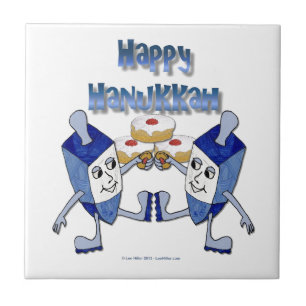 Carreau Joyeux Hanukkah Toupie de Hanukkah Beignet
