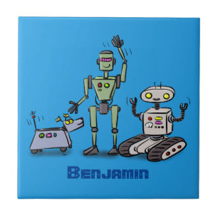 Carreau Joyeux joli dessin de trois robots trio