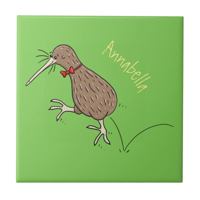 Carreau Joyeux kiwi de saut avec dessin de cravate arc (Devant)