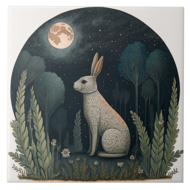 Carreau Joyeux lapin au clair de lune (Devant)