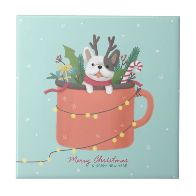 Carreau Joyeux Noël : Art de l'illustration de chien (Devant)