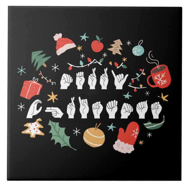 Carreau Joyeux Noël - ASL American Sign Language III (Devant)