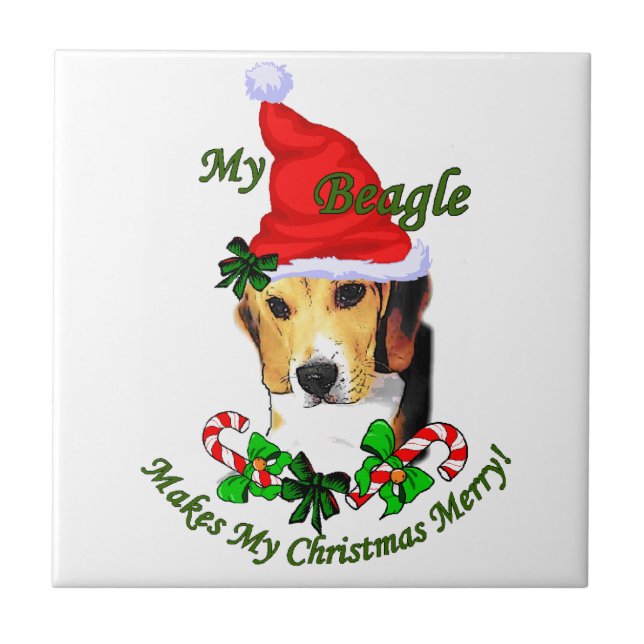 Carreau Joyeux Noël beagle (Devant)