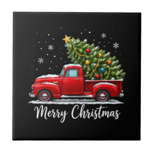 Carreau Joyeux Noël Camion Rouge Sapin Hommes Femmes