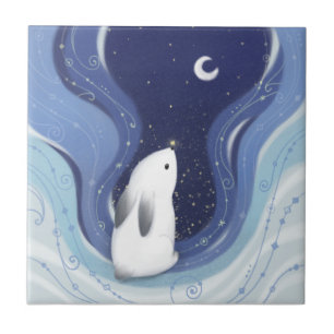 Carreau Joyeux Noël : Lapin, la Lune et les étoiles